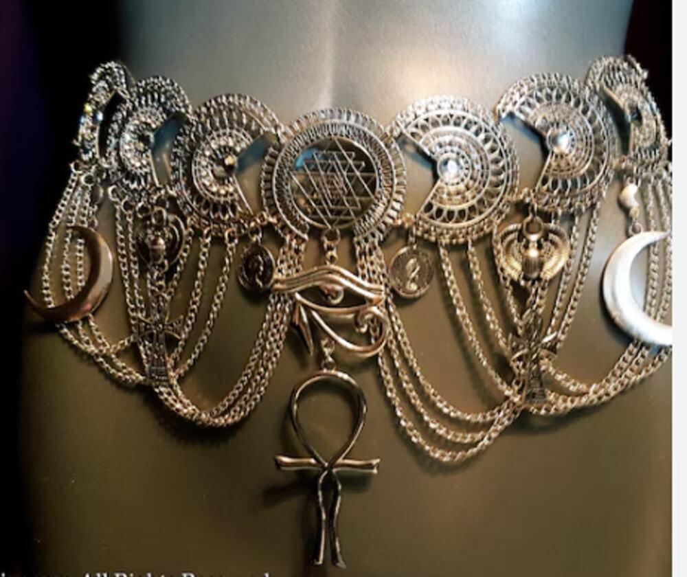 Vintage Egyptian Lemurian Ankh Hip Waist Chain Belt